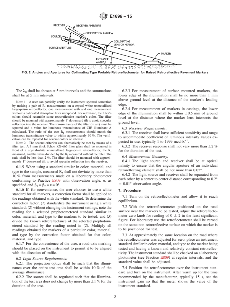 ASTM E1696-15 - Standard Test Method for Field Measurement of Raised Retroreflective Pavement Markers   Using a Portable Retroreflectometer