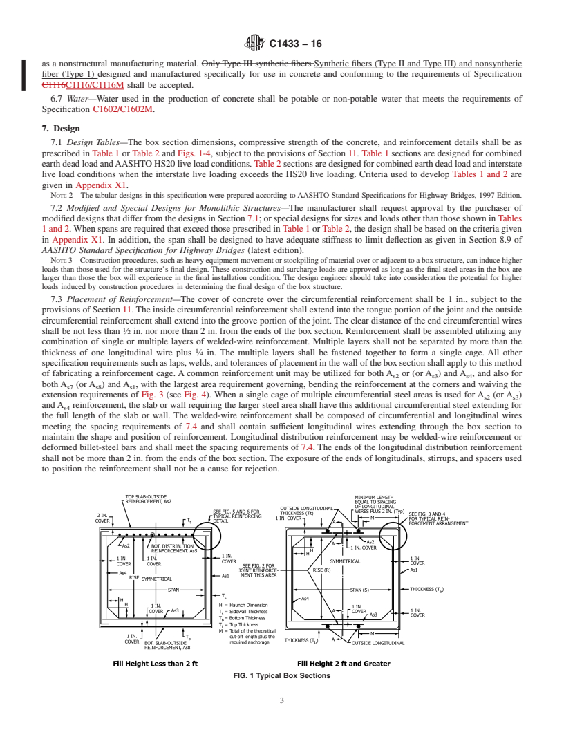 REDLINE ASTM C1433-16 - Standard Specification for  Precast Reinforced Concrete Monolithic Box Sections for Culverts,  Storm Drains, and Sewers