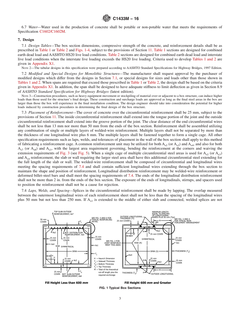 REDLINE ASTM C1433M-16 - Standard Specification for  Precast Reinforced Concrete Monolithic Box Sections for Culverts,  Storm Drains, and Sewers (Metric)