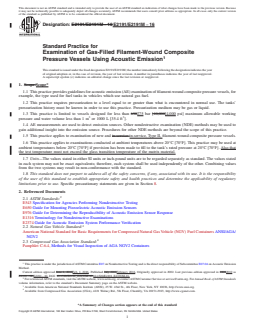 ASTM E2191/E2191M-16 REDLINE ASTM E2191/E2191M-16 - Standard Practice for Examination of Gas-Filled Filament-Wound Composite Pressure Vessels Using Acoustic Emission - Page 1 preview