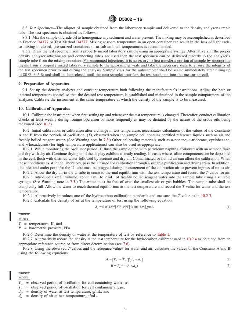 REDLINE ASTM D5002-16 - Standard Test Method for  Density and Relative Density of Crude Oils by Digital Density   Analyzer