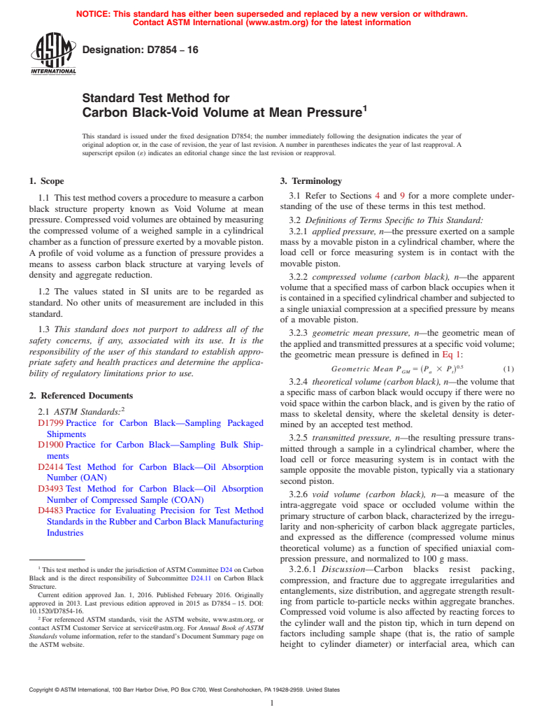 ASTM D7854-16 - Standard Test Method for Carbon Black-Void Volume at Mean Pressure