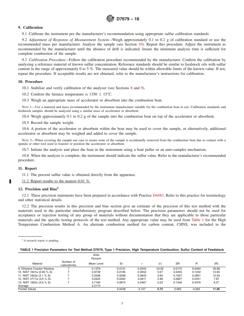 REDLINE ASTM D7679-16 - Standard Test Method for Sulfur Content in Carbon Black Feedstock Oils