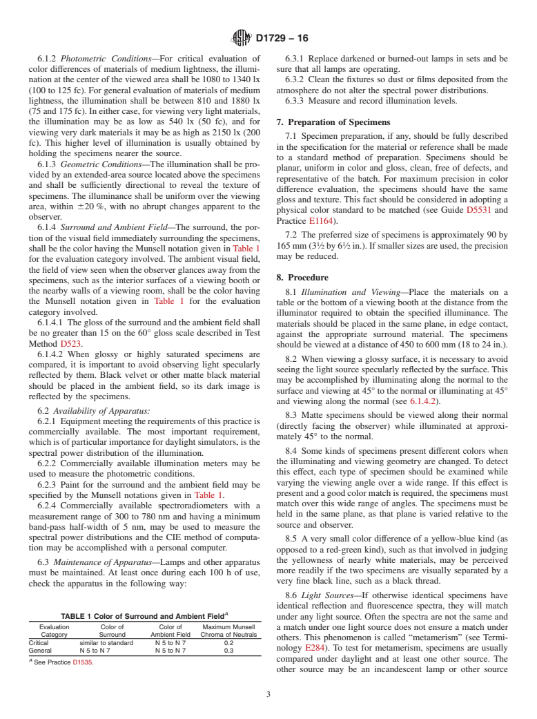 ASTM D1729-16 - Standard Practice for Visual Appraisal of Colors and Color Differences of Diffusely-Illuminated   Opaque Materials