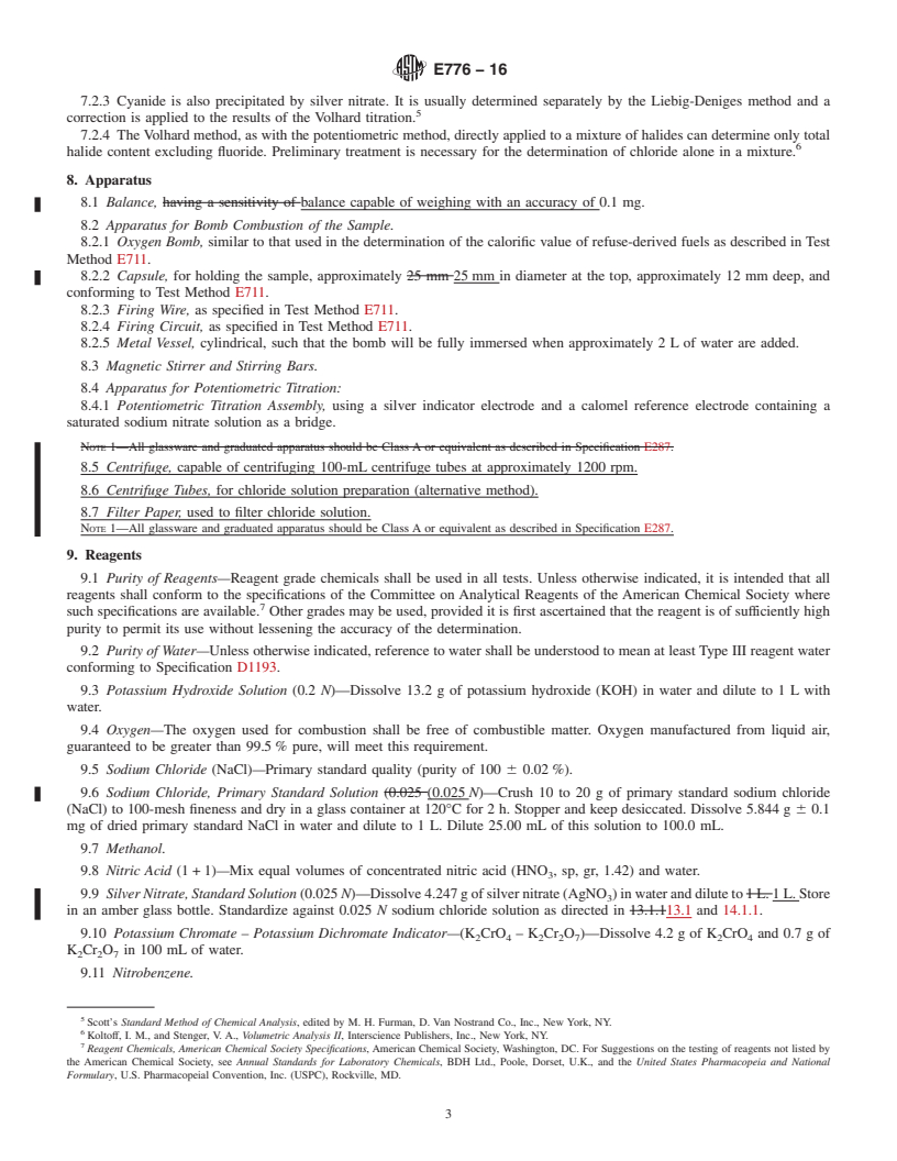 REDLINE ASTM E776-16 - Standard Test Method for  Determination of Forms of Chlorine in Refuse-Derived Fuel