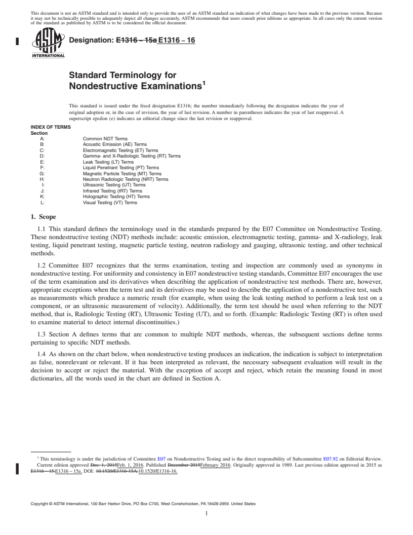 REDLINE ASTM E1316-16 - Standard Terminology for  Nondestructive Examinations