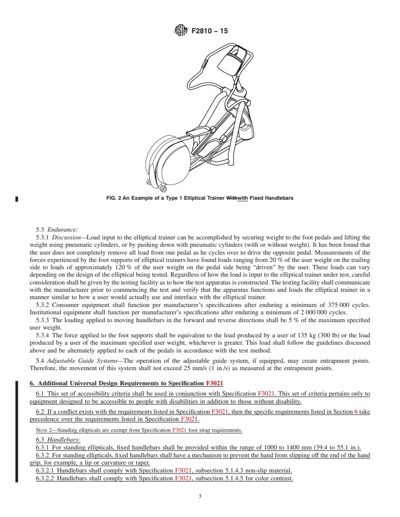 REDLINE ASTM F2810-15 - Standard Specification for Elliptical Trainers