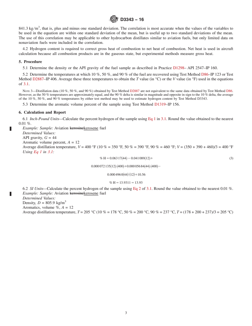 REDLINE ASTM D3343-16 - Standard Test Method for  Estimation of Hydrogen Content of Aviation Fuels