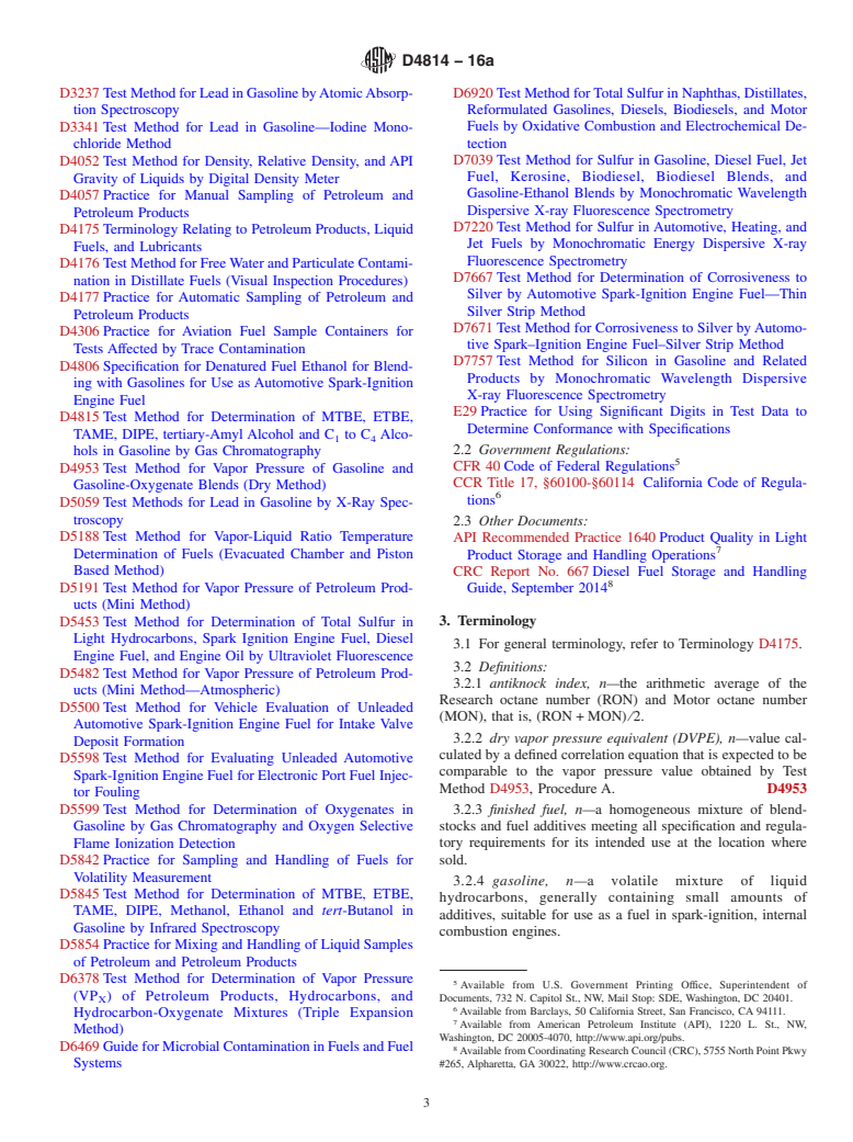 ASTM D4814-16a - Standard Specification for Automotive Spark-Ignition Engine Fuel