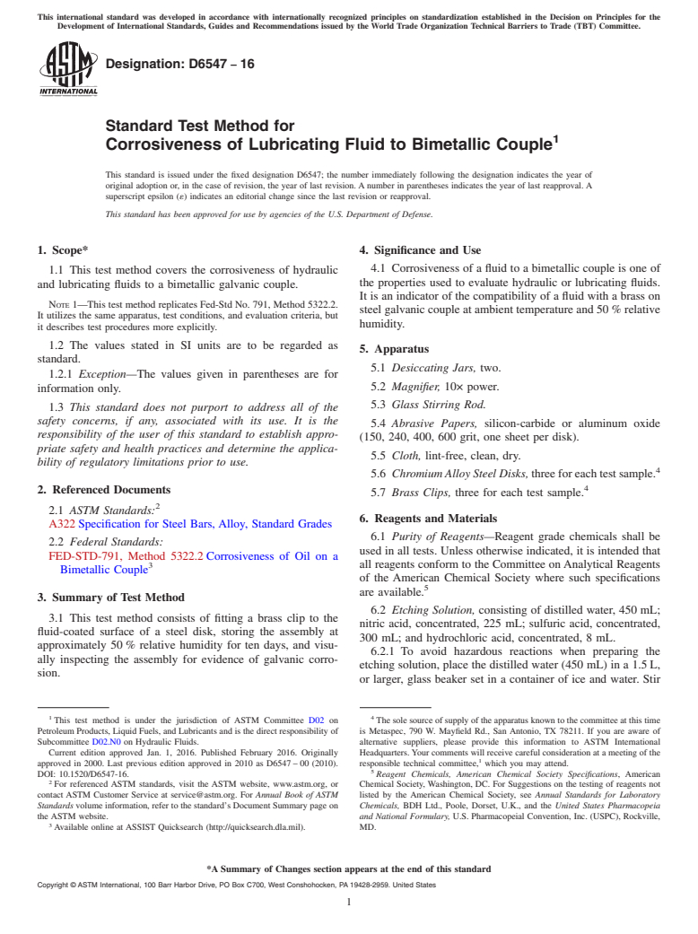 ASTM D6547-16 - Standard Test Method for Corrosiveness of Lubricating Fluid to Bimetallic Couple