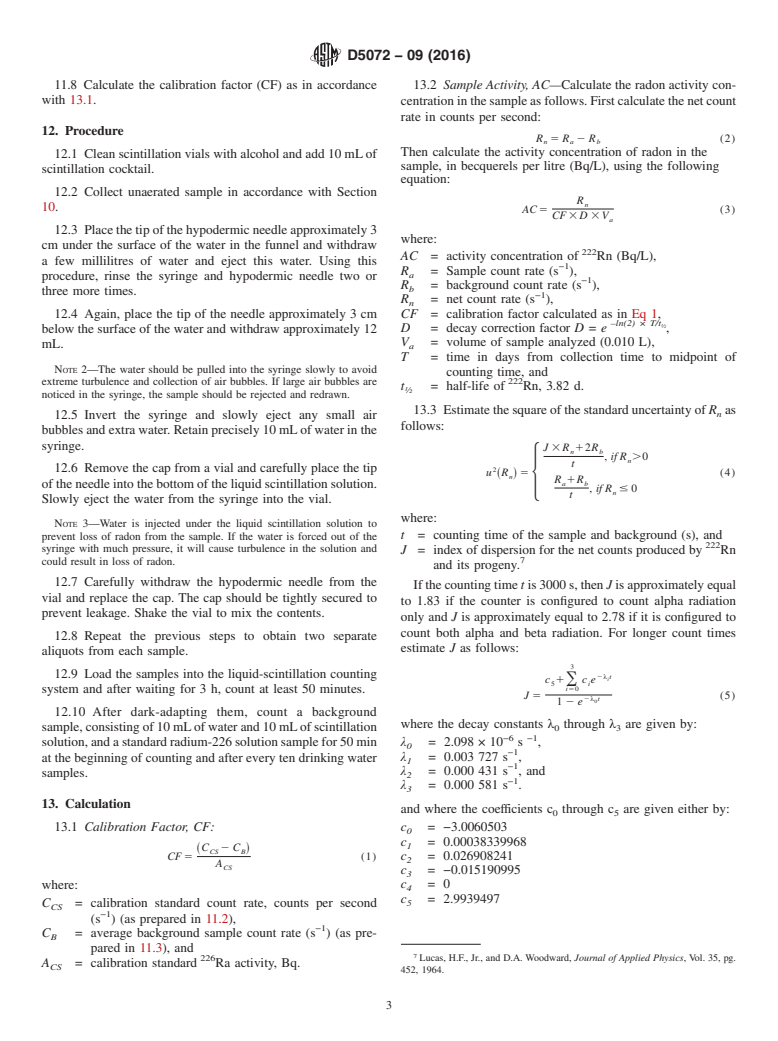 ASTM D5072-09(2016) - Standard Test Method for  Radon in Drinking Water