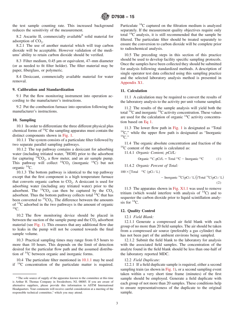 ASTM D7938-15 - Standard Practice for Sampling of C-14 in Gaseous Effluents