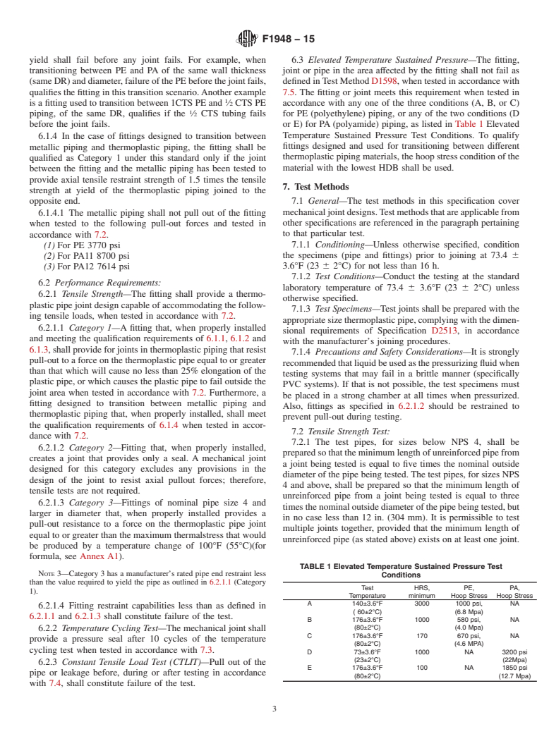 ASTM F1948-15 - Standard Specification for  Metallic Mechanical Fittings for Use on Outside Diameter Controlled   Thermoplastic Gas Distribution Pipe and Tubing