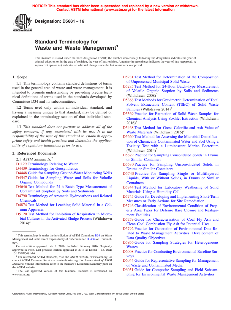 ASTM D5681-16 - Standard Terminology for  Waste and Waste Management