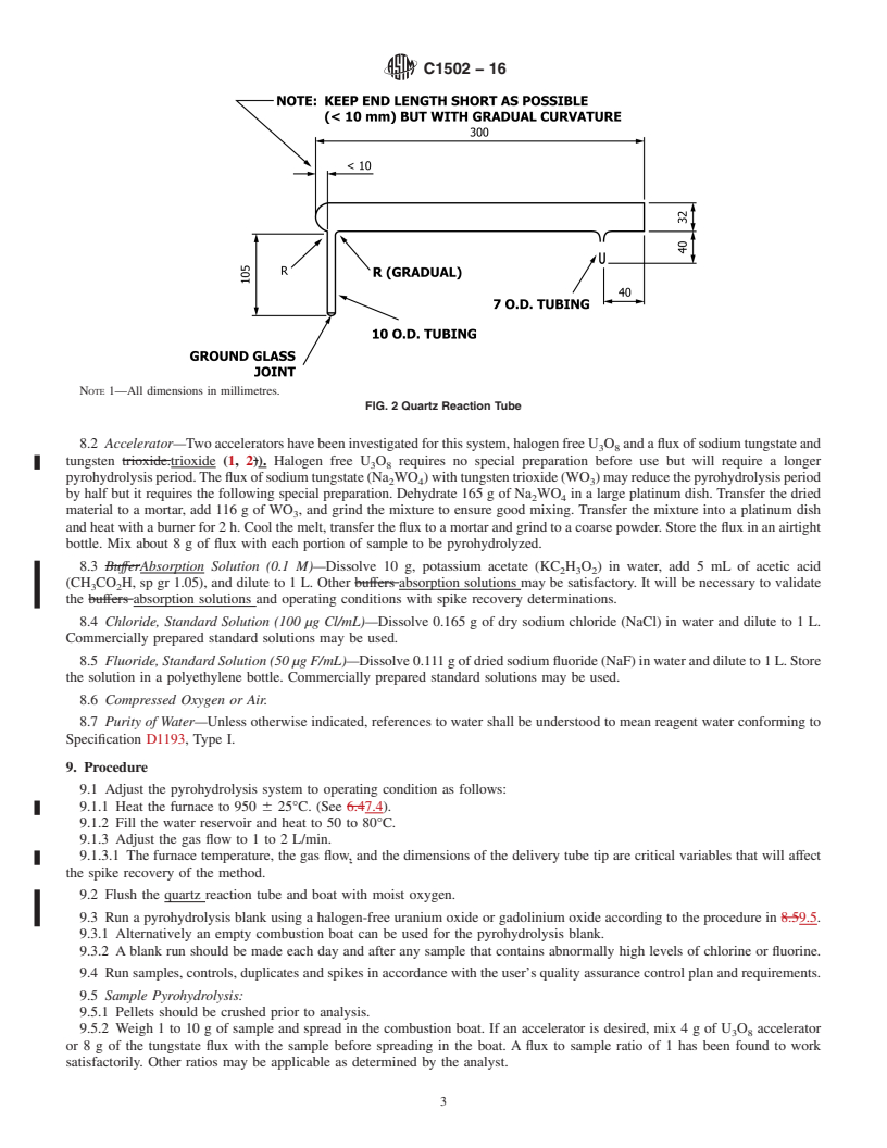 REDLINE ASTM C1502-16 - Standard Test Method for  Determination of Total Chlorine and Fluorine in Uranium Dioxide  and Gadolinium Oxide