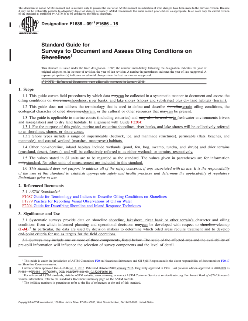 REDLINE ASTM F1686-16 - Standard Guide for  Surveys to Document and Assess Oiling Conditions