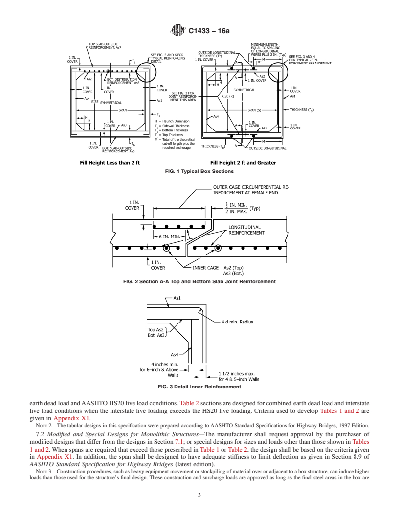 REDLINE ASTM C1433-16a - Standard Specification for  Precast Reinforced Concrete Monolithic Box Sections for Culverts,  Storm Drains, and Sewers