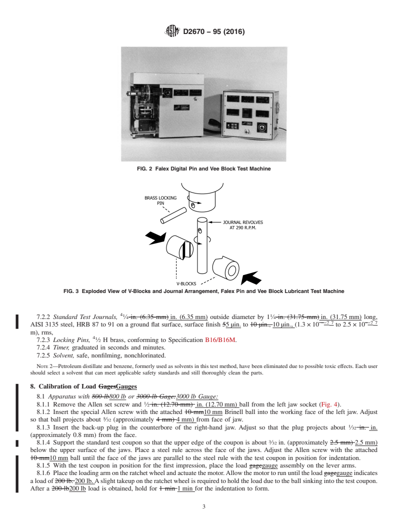 REDLINE ASTM D2670-95(2016) - Standard Test Method for  Measuring Wear Properties of Fluid Lubricants (Falex Pin and  Vee Block Method)