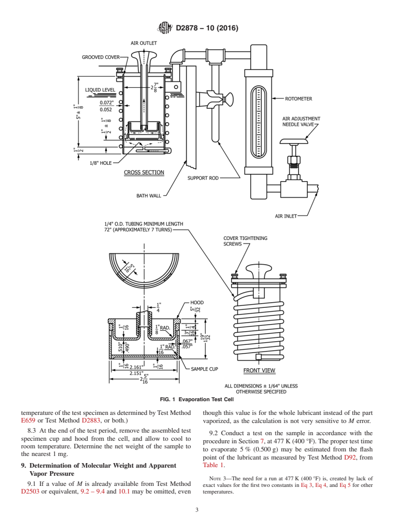 ASTM D2878-10(2016) - Standard Test Method for  Estimating Apparent Vapor Pressures and Molecular Weights of   Lubricating Oils