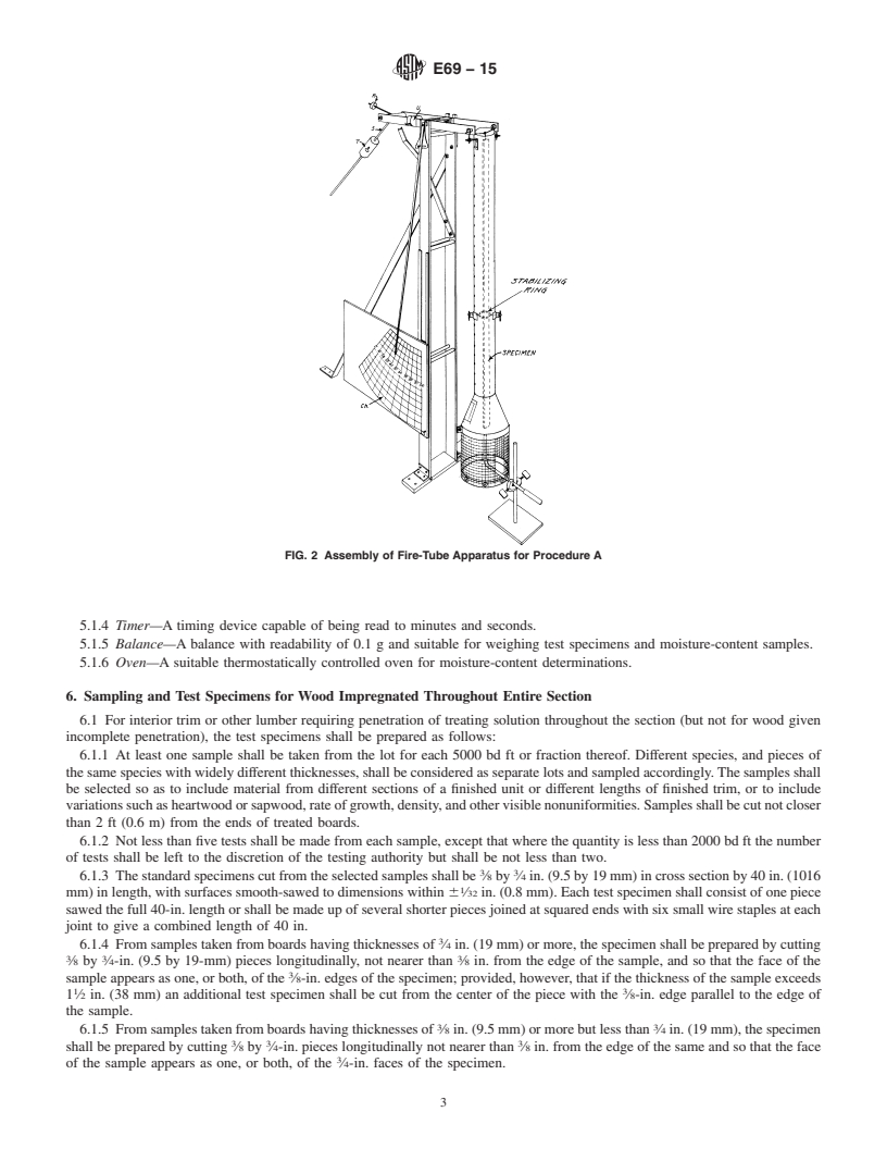 REDLINE ASTM E69-15 - Standard Test Method for  Combustible Properties of Treated Wood by the Fire-Tube Apparatus