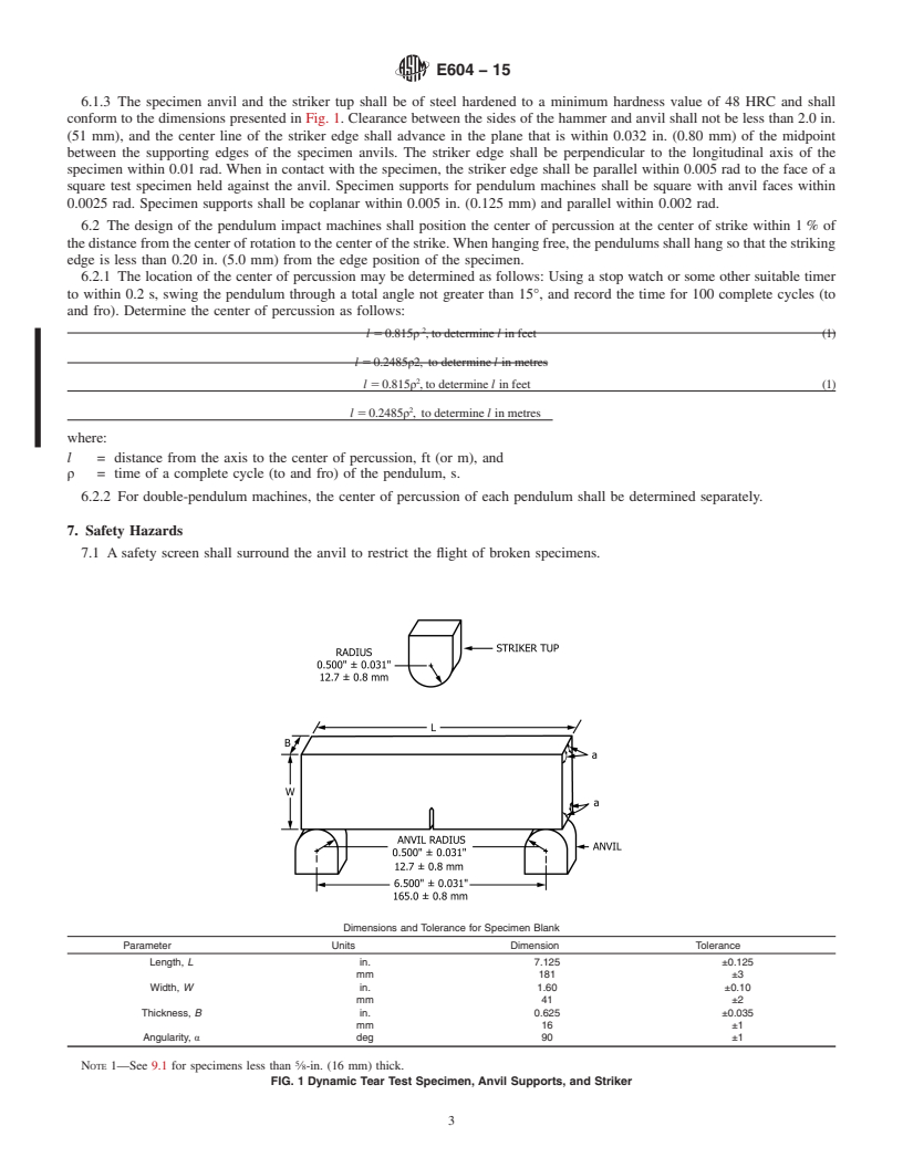 REDLINE ASTM E604-15 - Standard Test Method for  Dynamic Tear Testing of Metallic Materials