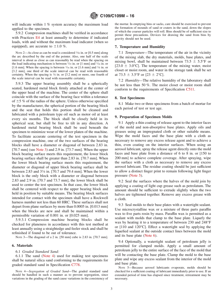 ASTM C109/C109M-16 - Standard Test Method for  Compressive Strength of Hydraulic Cement Mortars (Using 2-in.  or [50-mm] Cube Specimens)