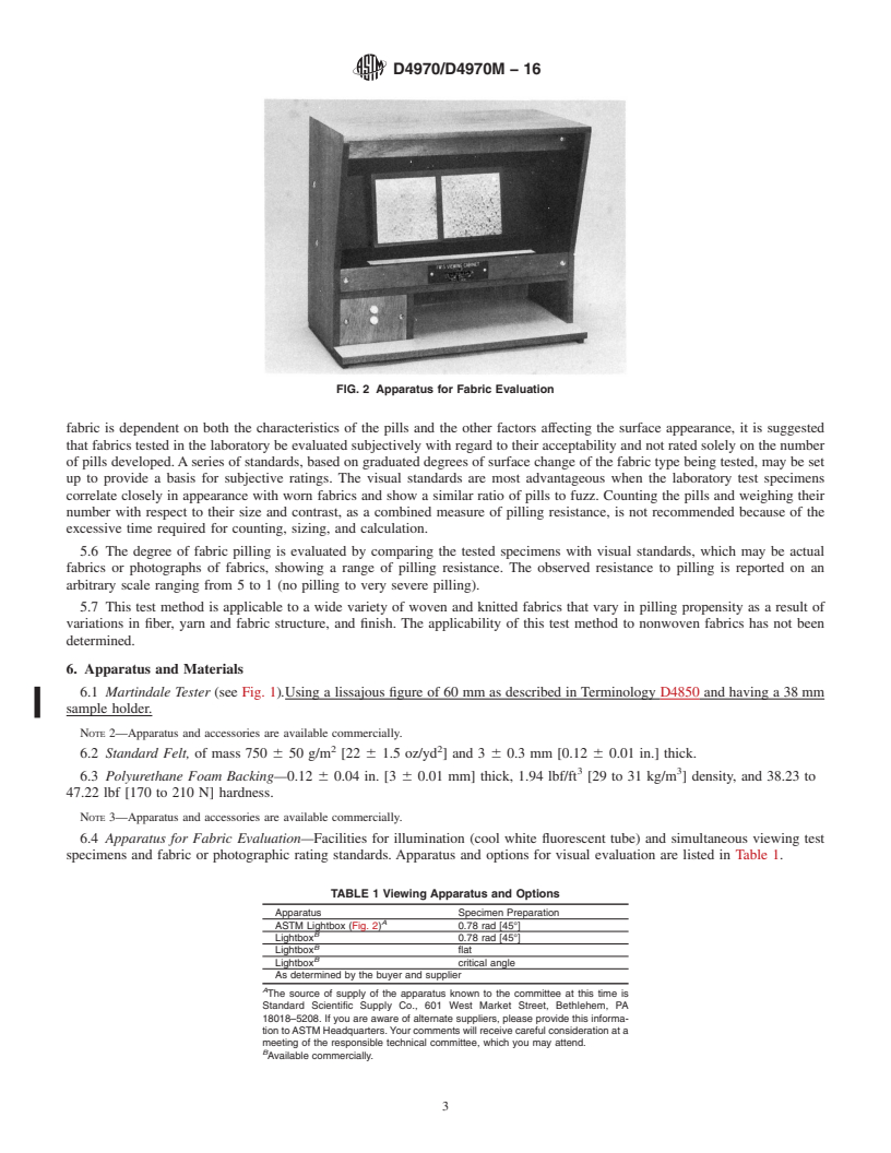 REDLINE ASTM D4970/D4970M-16 - Standard Test Method for  Pilling Resistance and Other Related Surface Changes of Textile  Fabrics: Martindale Tester