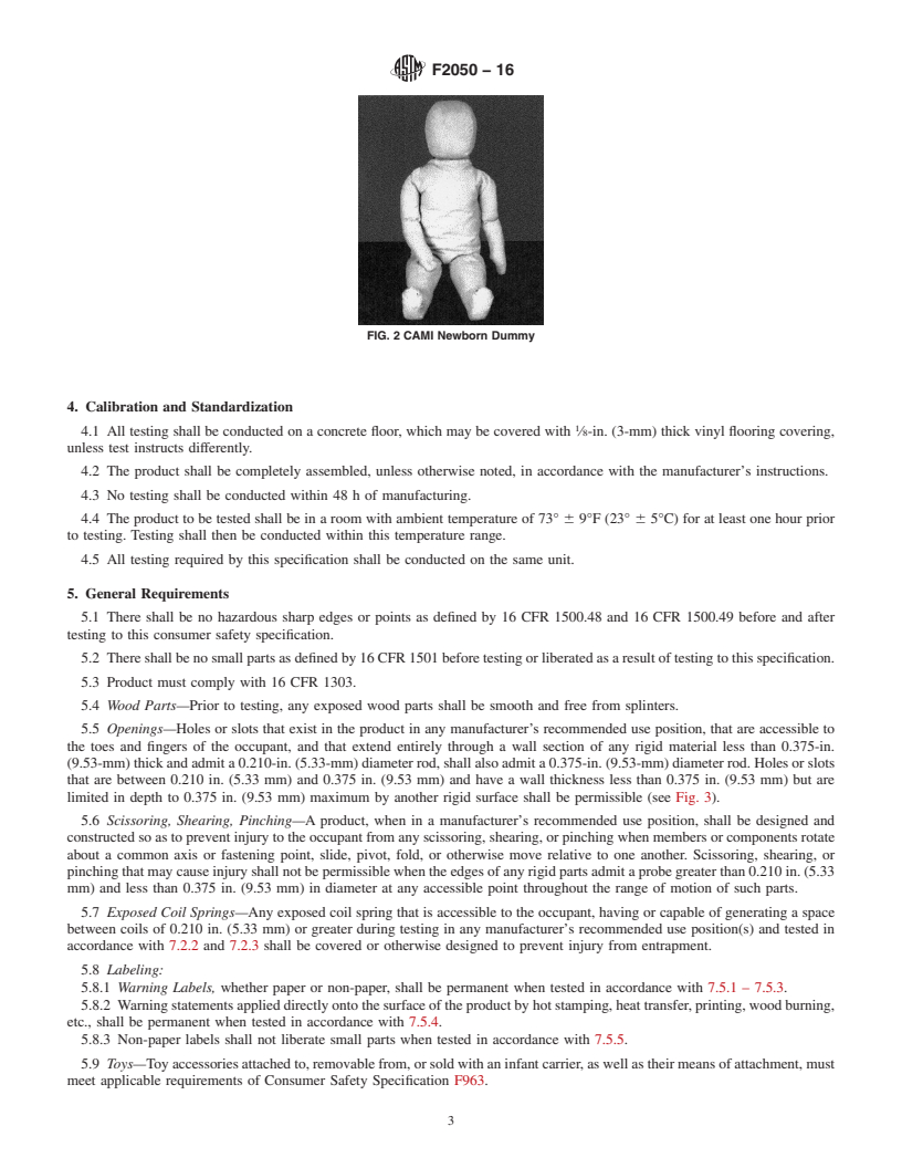 REDLINE ASTM F2050-16 - Standard Consumer Safety Specification for Hand-Held Infant Carriers