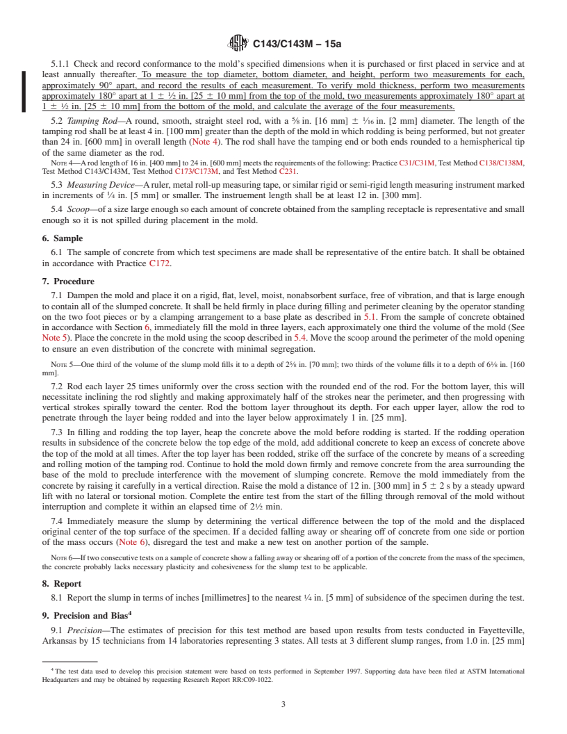 REDLINE ASTM C143/C143M-15a - Standard Test Method for  Slump of Hydraulic-Cement Concrete