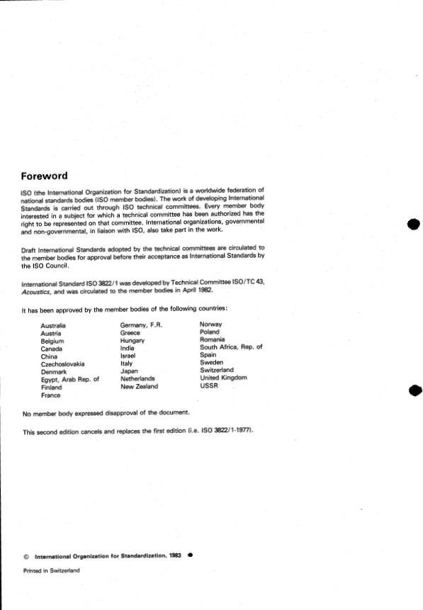 ISO 3822-1:1983 ISO 3822-1:1983 - Acoustics -- Laboratory tests on noise emission from appliances and equipment used in water supply installations - Page 2 preview