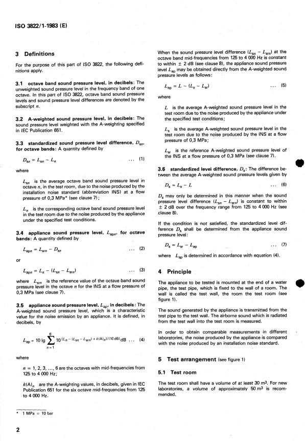 ISO 3822-1:1983 ISO 3822-1:1983 - Acoustics -- Laboratory tests on noise emission from appliances and equipment used in water supply installations - Page 4 preview