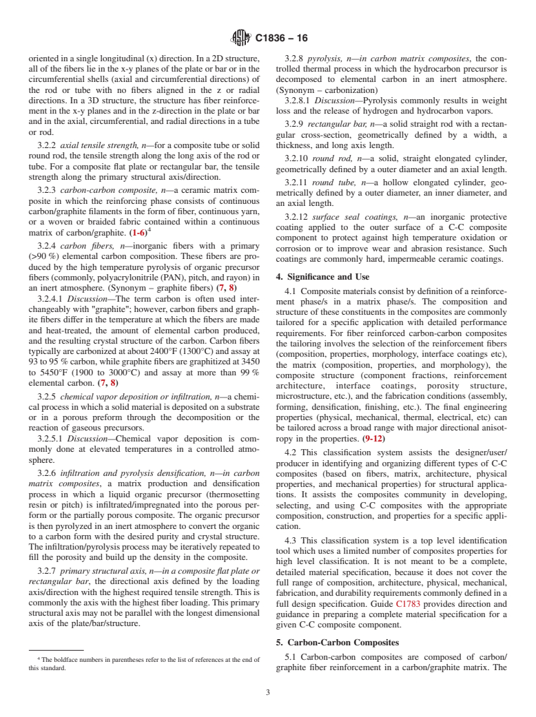 ASTM C1836-16 - Standard Classification for Fiber Reinforced Carbon-Carbon Composite Structures