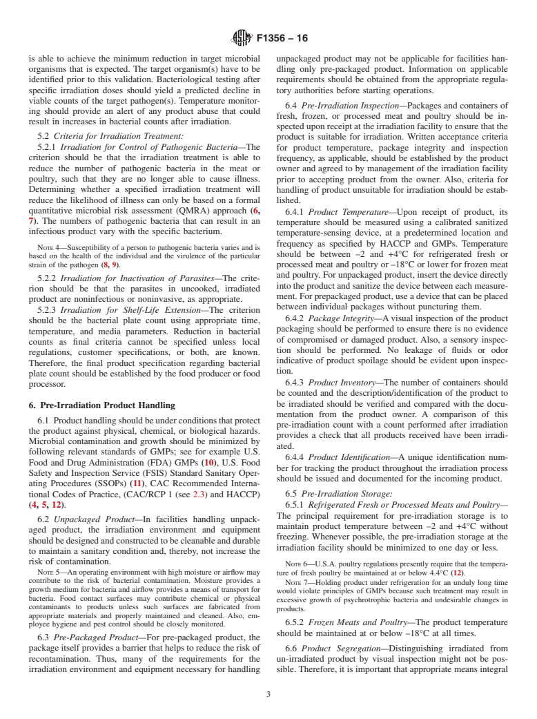 ASTM F1356-16 - Standard Guide for  Irradiation of Fresh, Frozen or Processed Meat and Poultry  to Control Pathogens and Other Microorganisms