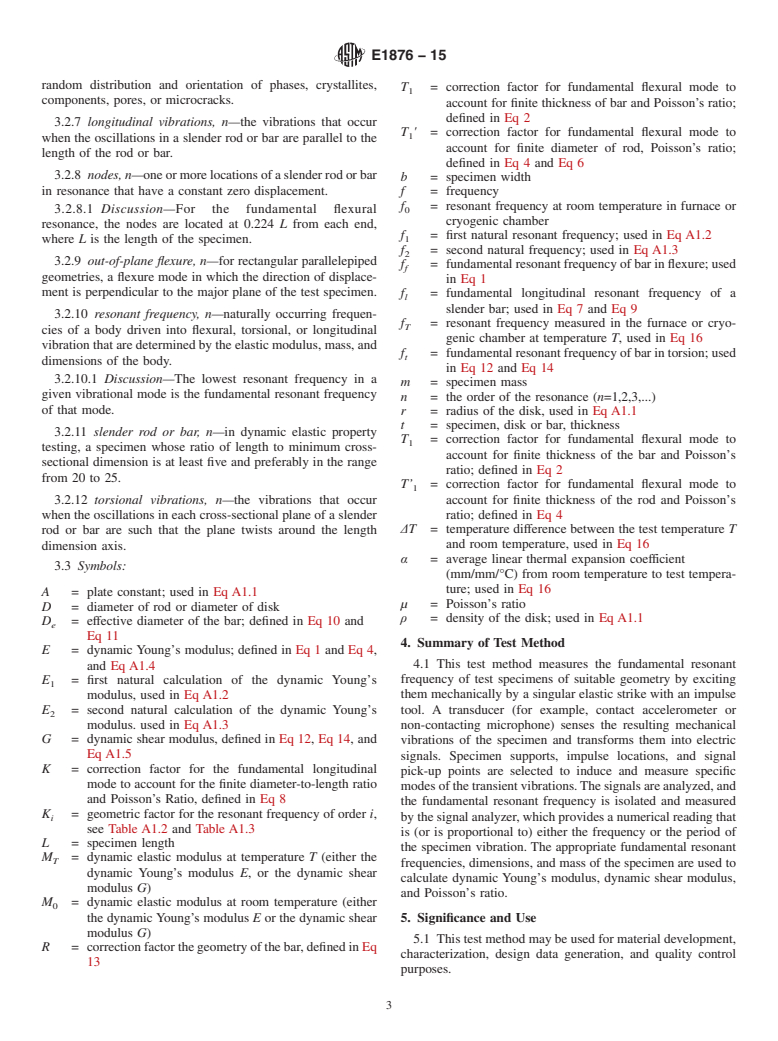 ASTM E1876-15 - Standard Test Method for  Dynamic Young's Modulus, Shear Modulus, and Poisson's Ratio  by Impulse Excitation of Vibration