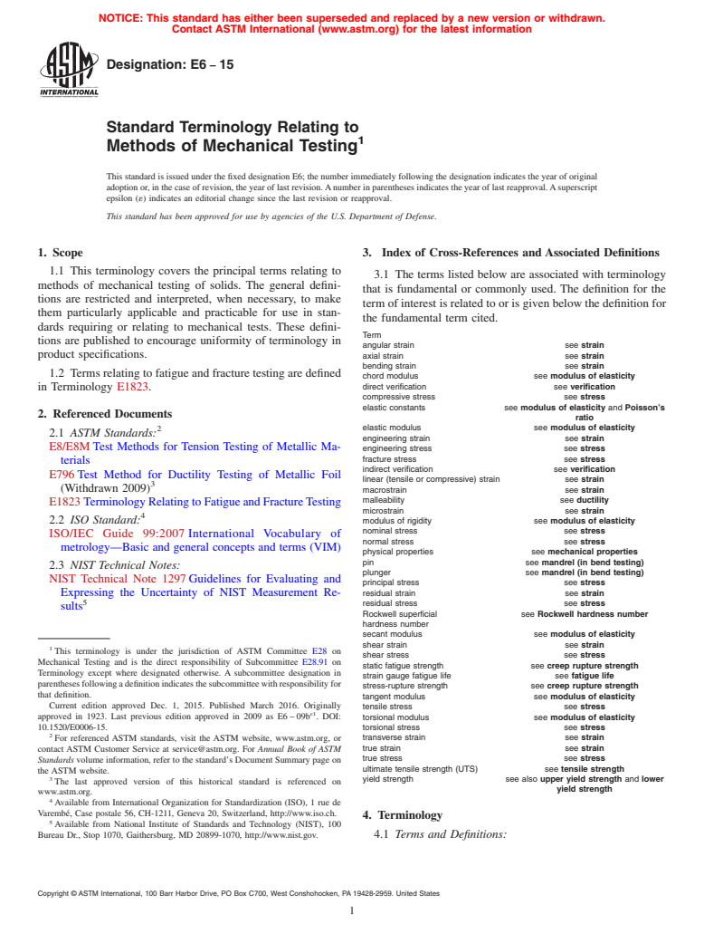 ASTM E6-15 - Standard Terminology Relating to  Methods of Mechanical Testing