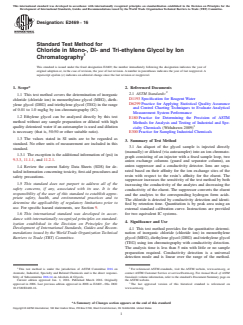 ASTM E2469-16 ASTM E2469-16 - Standard Test Method for Chloride in Mono-, Di- and Tri-ethylene Glycol by Ion Chromatography - Page 1 preview