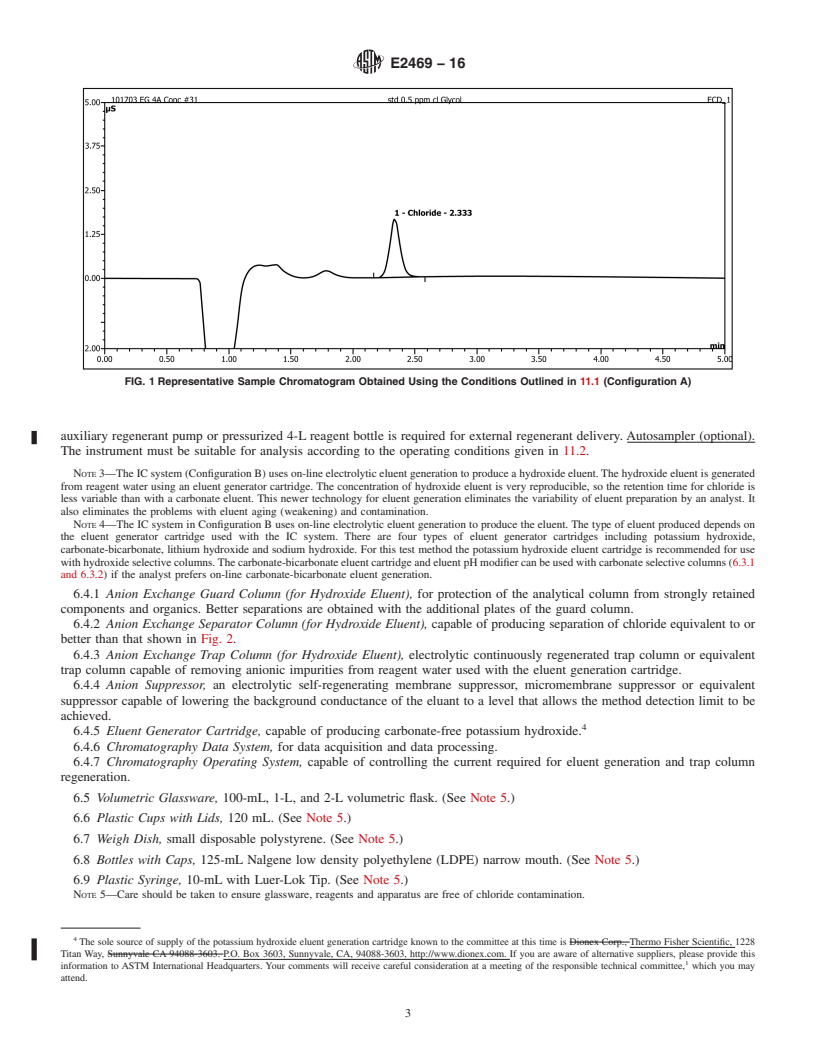 REDLINE ASTM E2469-16 - Standard Test Method for Chloride in Mono-, Di- and Tri-ethylene Glycol by Ion Chromatography