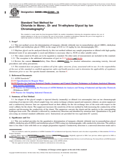 ASTM E2469-16 REDLINE ASTM E2469-16 - Standard Test Method for Chloride in Mono-, Di- and Tri-ethylene Glycol by Ion Chromatography - Page 1 preview