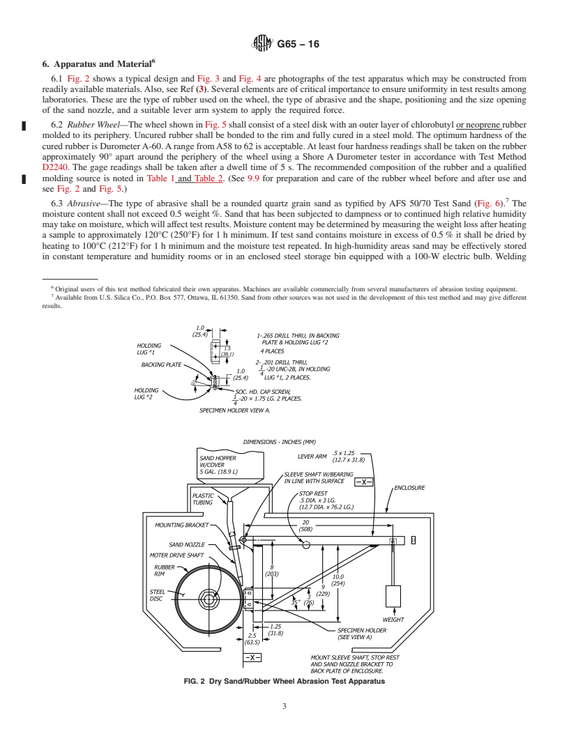 REDLINE ASTM G65-16 - Standard Test Method for Measuring Abrasion Using the Dry Sand/Rubber Wheel Apparatus