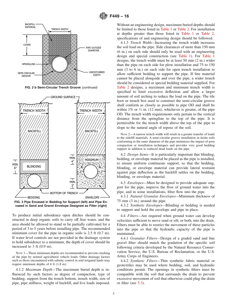 ASTM F449-16 - Standard Practice for Subsurface Installation of Corrugated Polyethylene Pipe for   Agricultural Drainage or Water Table Control