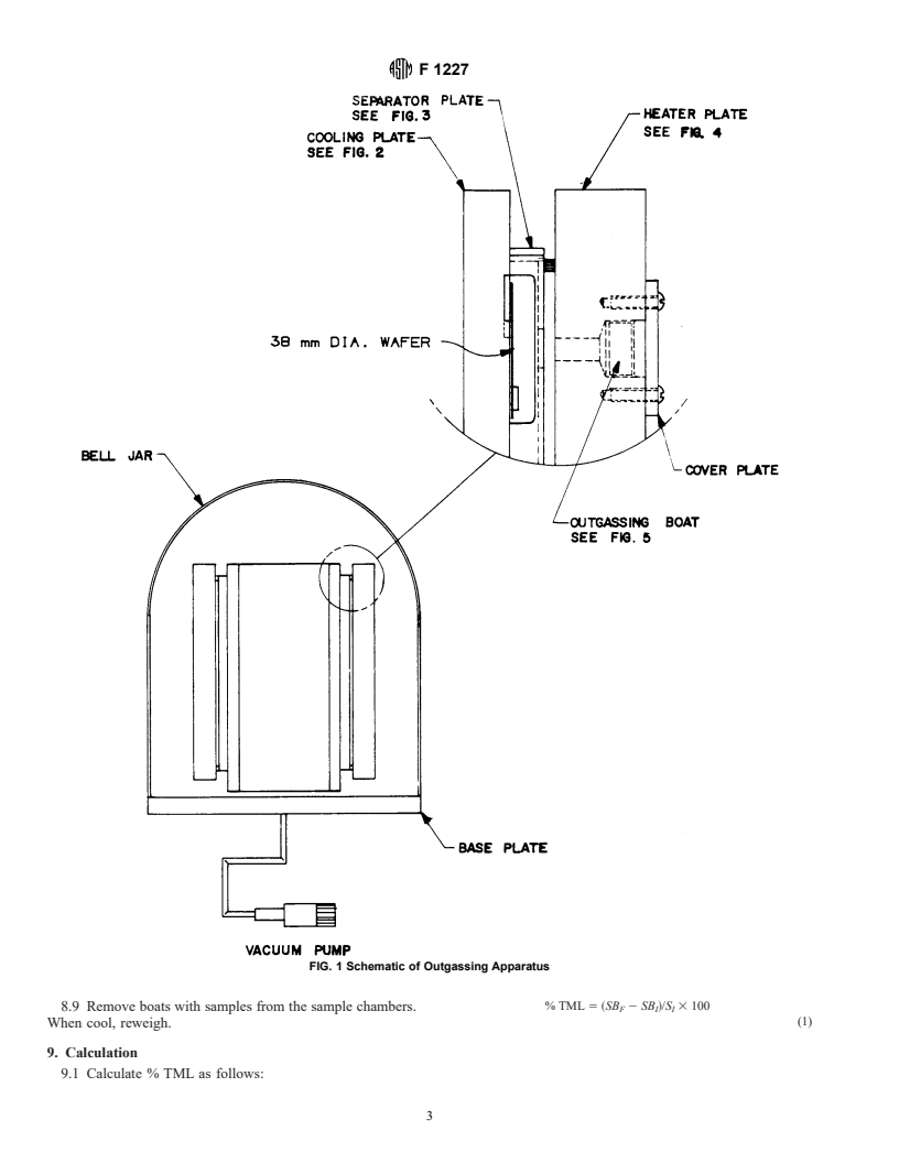 ASTM F1227-89(1999) - Test Method for Total Mass Loss of Materials and Condensation of Outgassed Volatiles on Microelectronics-Related Substrates (Withdrawn 2000)