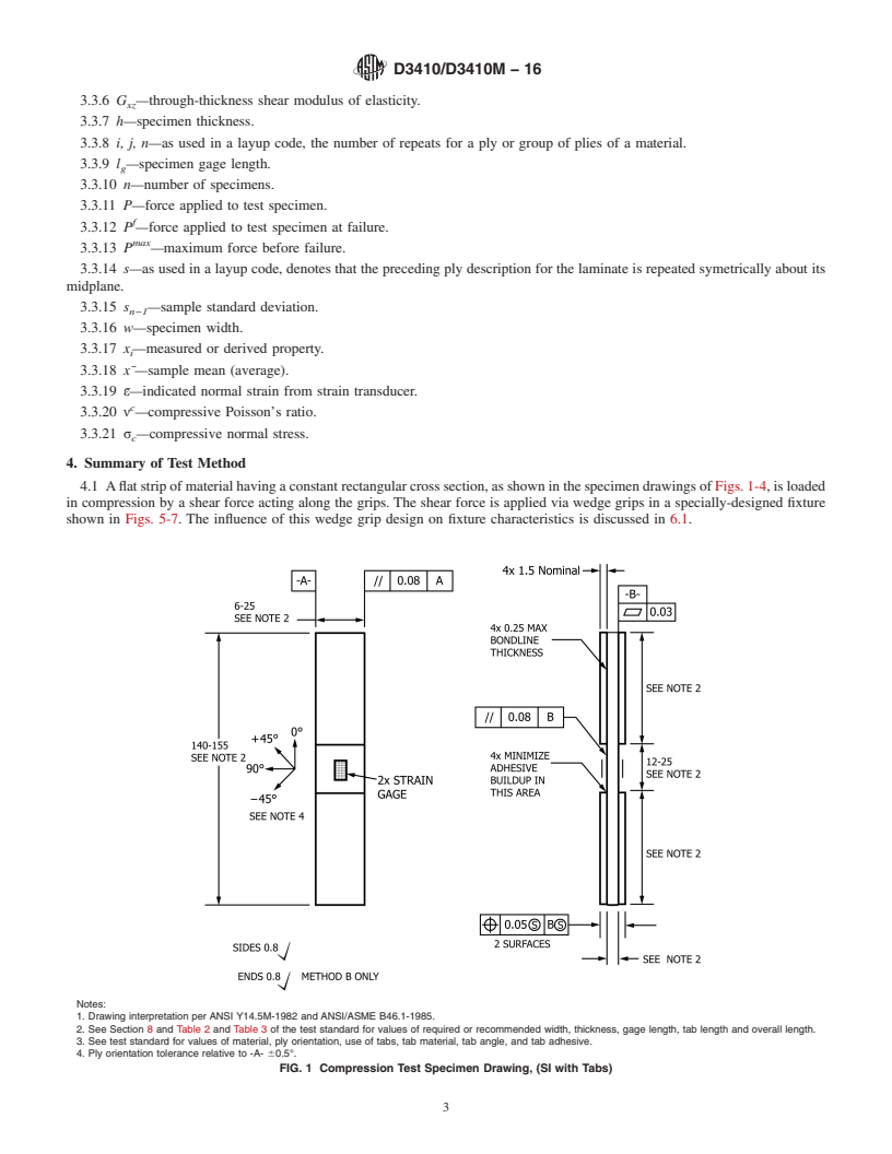 REDLINE ASTM D3410/D3410M-16 - Standard Test Method for  Compressive Properties of Polymer Matrix Composite Materials  with Unsupported Gage Section by Shear Loading