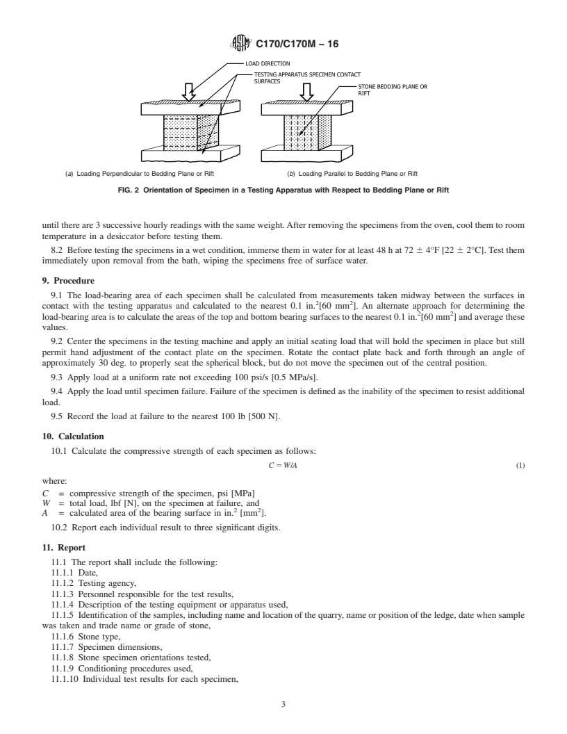 REDLINE ASTM C170/C170M-16 - Standard Test Method for  Compressive Strength of Dimension Stone