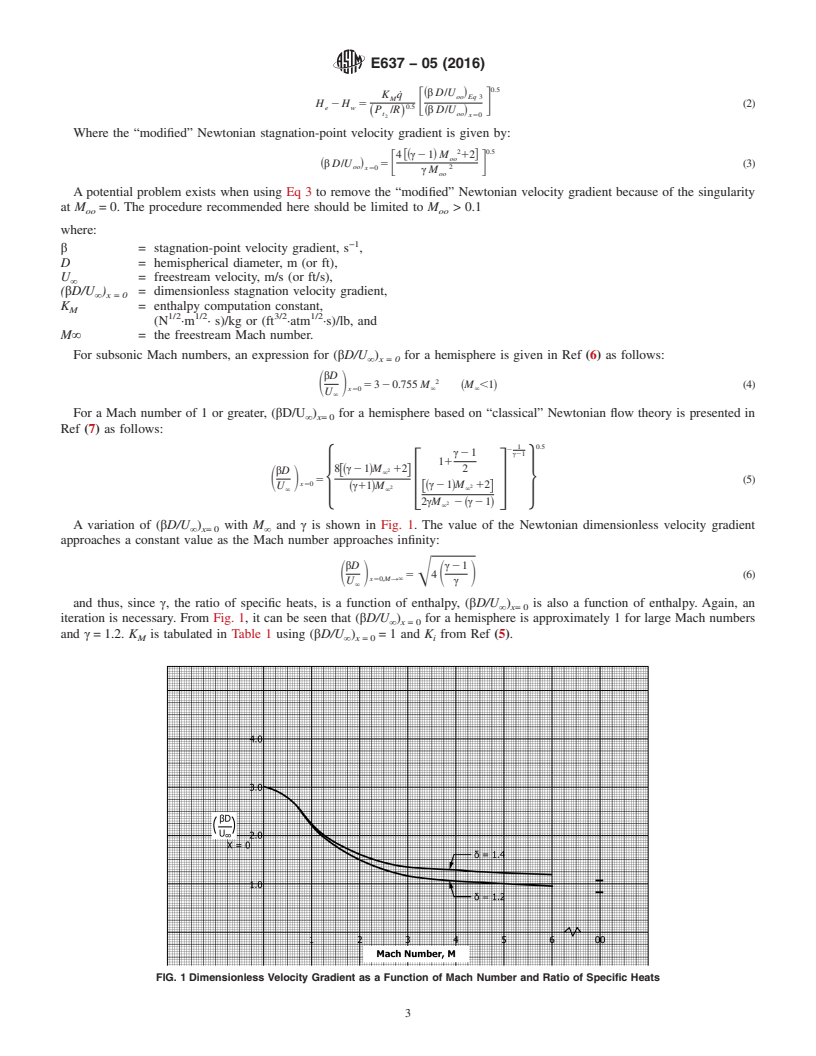 REDLINE ASTM E637-05(2016) - Standard Test Method for Calculation of Stagnation Enthalpy from Heat Transfer Theory  and Experimental Measurements of Stagnation-Point Heat Transfer and  Pressure