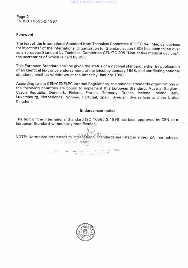 EN ISO 10555-2:1997 EN ISO 10555-2:2000 - Page 4 preview