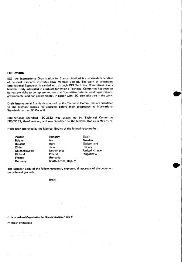 ISO 3832:1976 ISO 3832:1976 - Road vehicles -- Luggage compartments of passenger cars -- Method of measuring the reference volume - Page 2 preview
