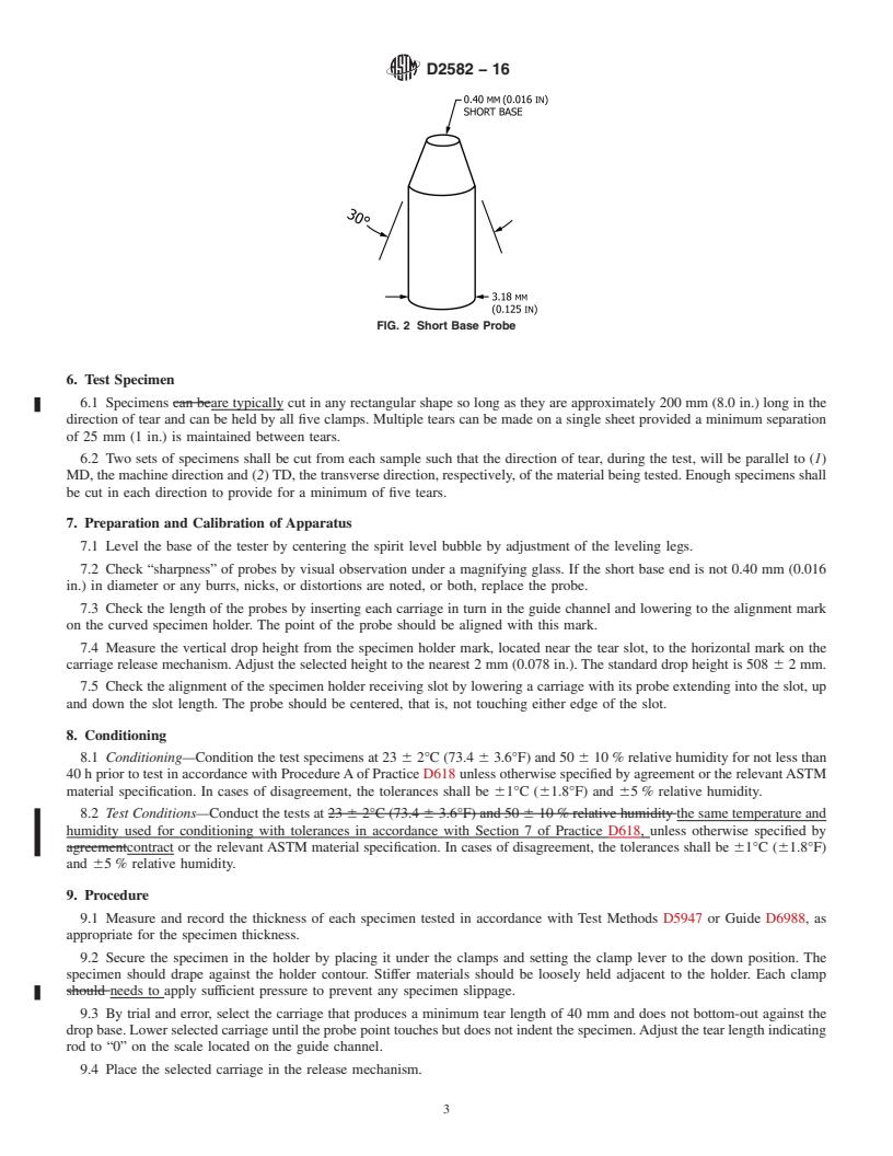 REDLINE ASTM D2582-16 - Standard Test Method for Puncture-Propagation Tear Resistance of Plastic Film and Thin  Sheeting