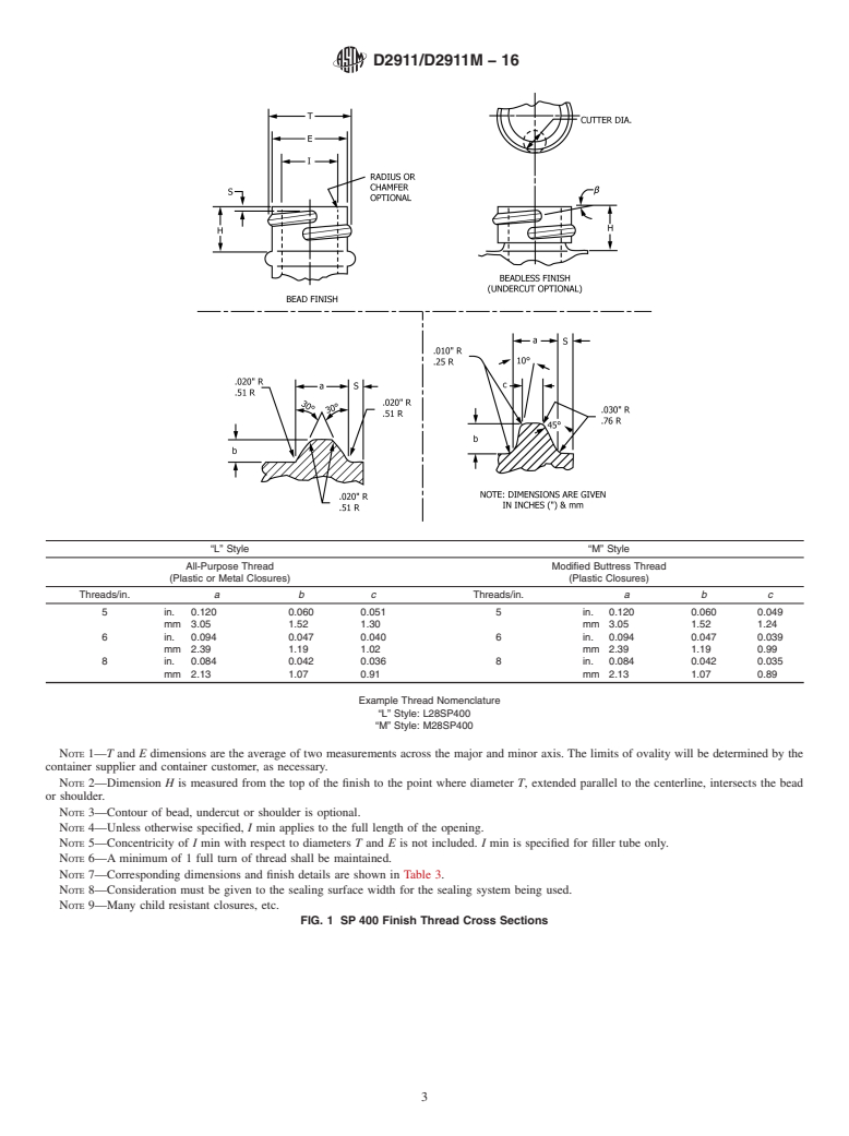 ASTM D2911/D2911M-16 - Standard Specification for  Dimensions and Tolerances for Plastic Bottles