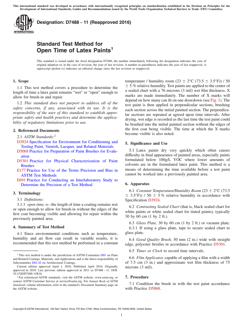 ASTM D7488-11(2016) - Standard Test Method for Open Time of Latex Paints