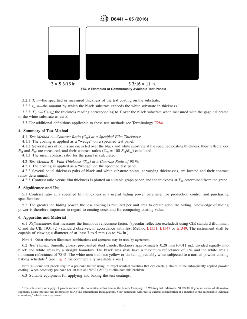 REDLINE ASTM D6441-05(2016) - Standard Test Methods for Measuring the Hiding Power of Powder Coatings